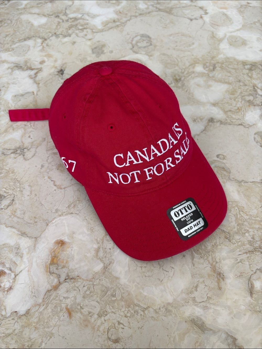 NWOT “Canada’s Not For Sale” Otto Dad Relaxed Fit Baseball Hat Red Adjustable - Picture 2 of 11